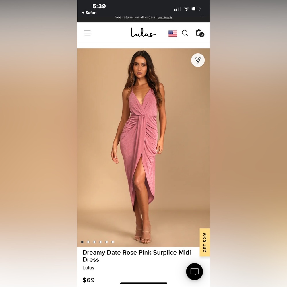 Dreamy Date Rose Pink Surplice Midi Dress